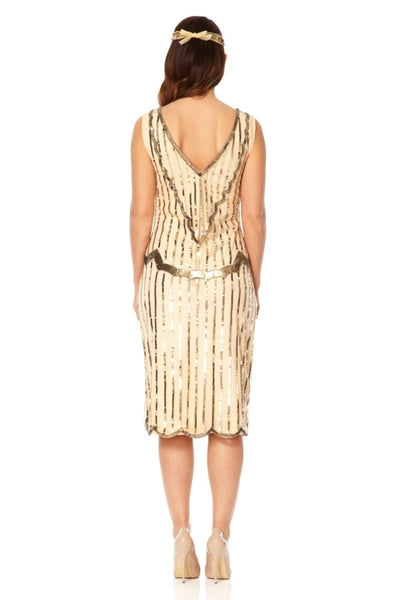 Flapper Style Sleeveless Dress in Blush Gold
