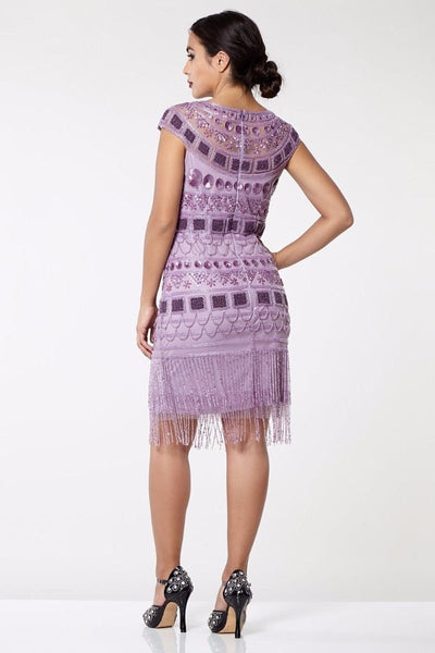 Great Gatsby Inspired Fringe Dress in Champagne Lilac
