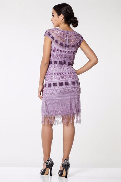Great Gatsby Inspired Fringe Dress in Champagne Lilac - SOLD OUT