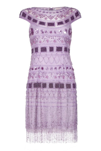 Great Gatsby Inspired Fringe Dress in Champagne Lilac