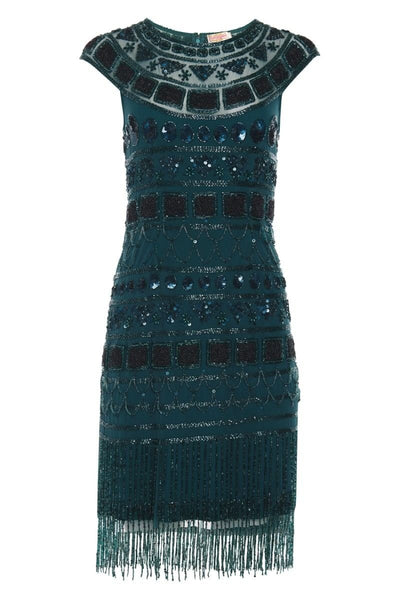 Great Gatsby Inspired Fringe Dress in Forest Green - SOLD OUT