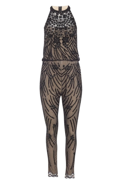 1920s Inspired Jumpsuit in Nude Black - SOLD OUT