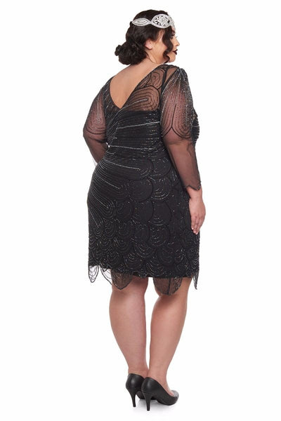 1920s Flapper Style Party Dress in Black Silver