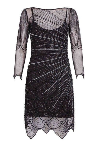 1920s Flapper Style Party Dress in Black Silver