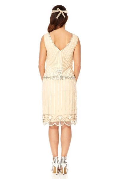 Gatsby Style Cocktail Party Dress in Nude