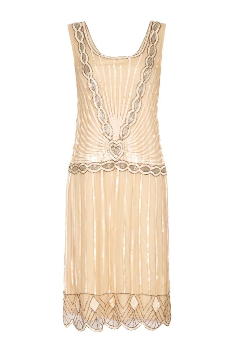 Gatsby Style Cocktail Party Dress in Nude