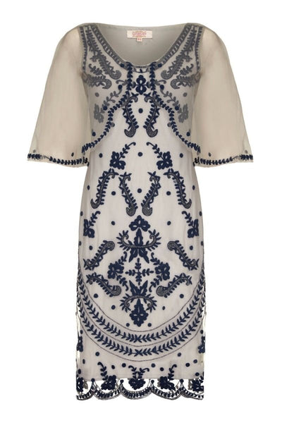 Romantic 1920s Inspired Cape Dress in Grey
