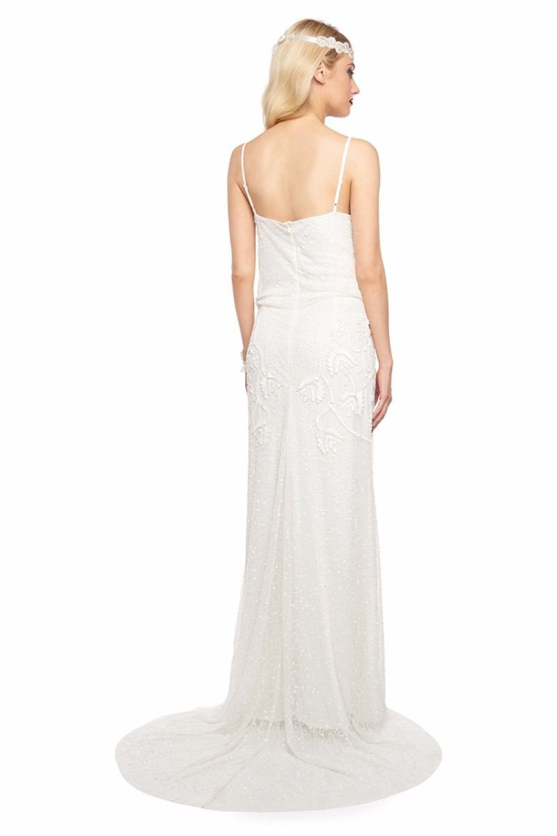 1920s Inspired Wedding Maxi Dress in Off White