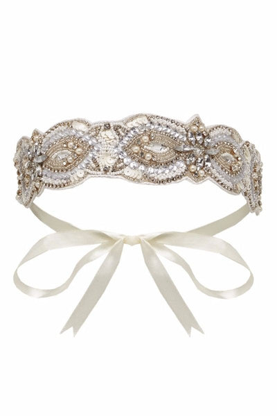 Vintage Inspired Flapper Headband in Cream