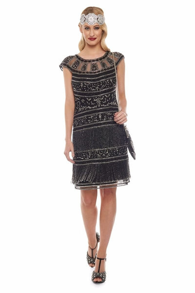 Roaring Twenties Fringe Party Dress in Black Silver - SOLD OUT