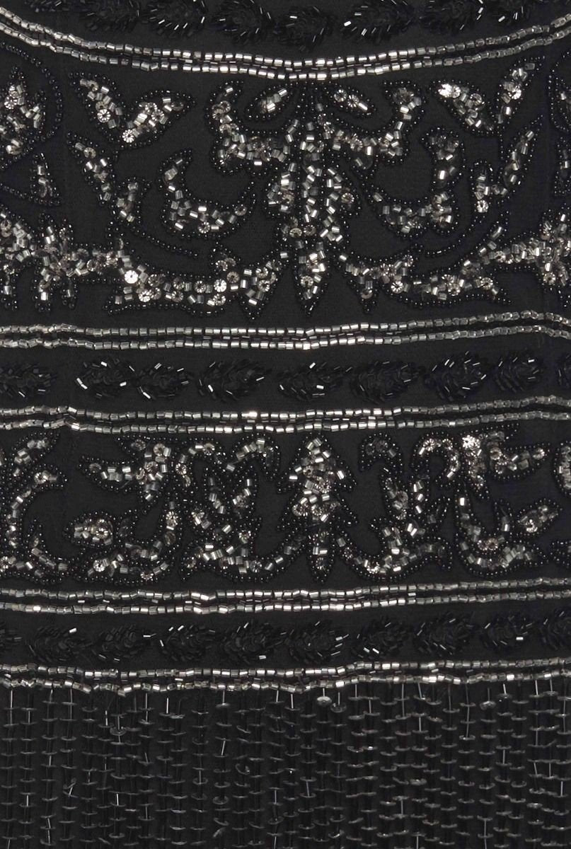 Roaring Twenties Fringe Party Dress in Black Silver
