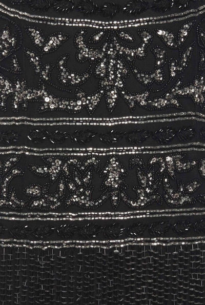 Roaring Twenties Fringe Party Dress in Black Silver