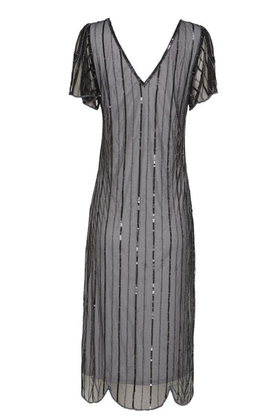Art Deco 1920s Dress in Black Silver