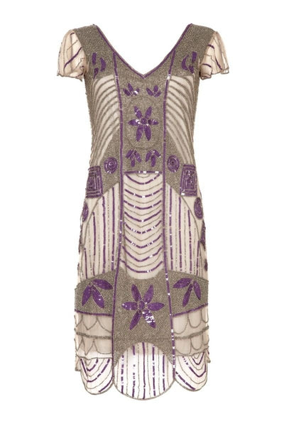 Art Deco 1920s Dress in Taupe