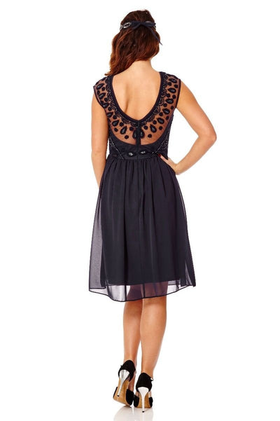 1920s Style Swing Flapper Dress in Navy