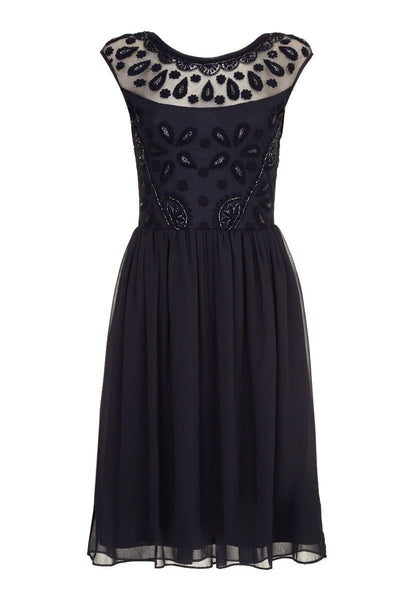 1920s Style Swing Flapper Dress in Navy