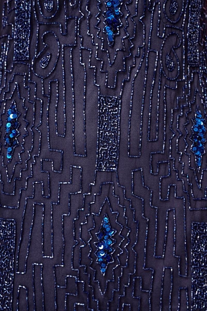 1920 Style Beaded Dress in Navy Blue