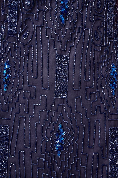 1920 Style Beaded Dress in Navy Blue