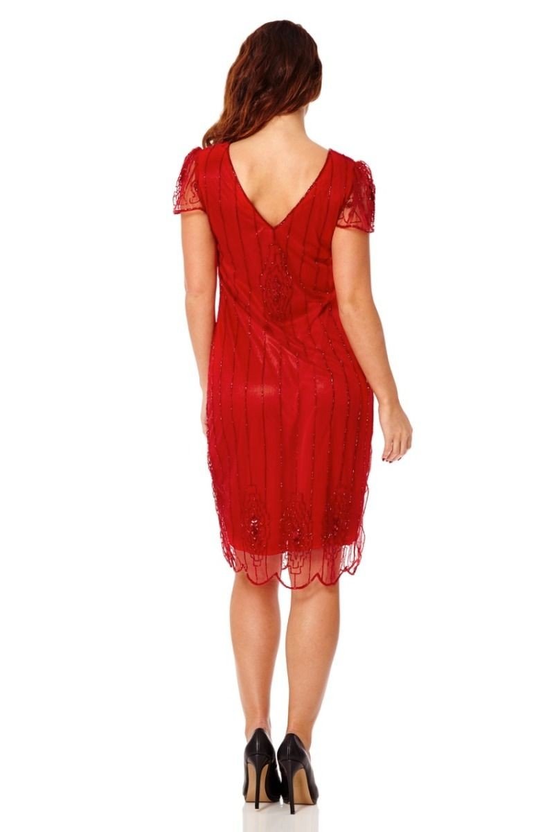 1920 Style Beaded Dress in Red