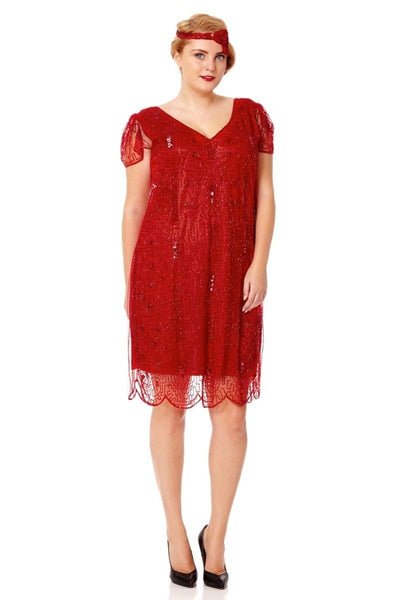 1920 Style Beaded Dress in Red