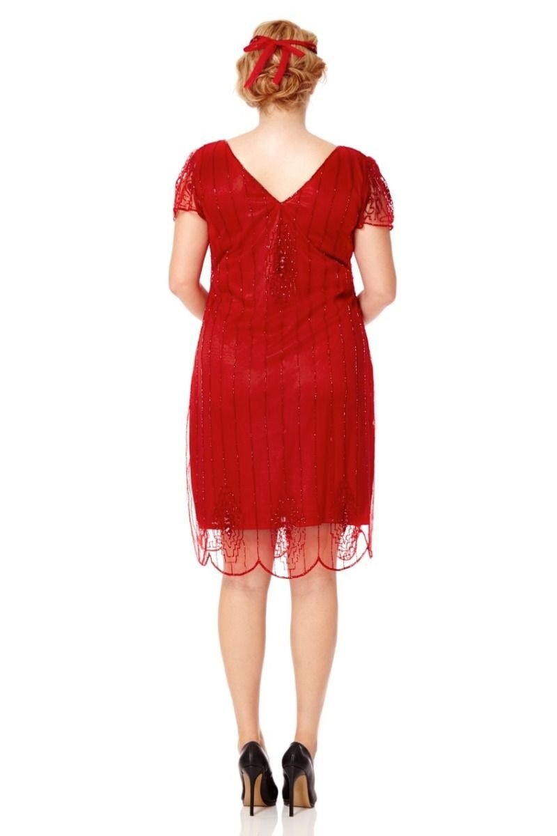 1920 Style Beaded Dress in Red