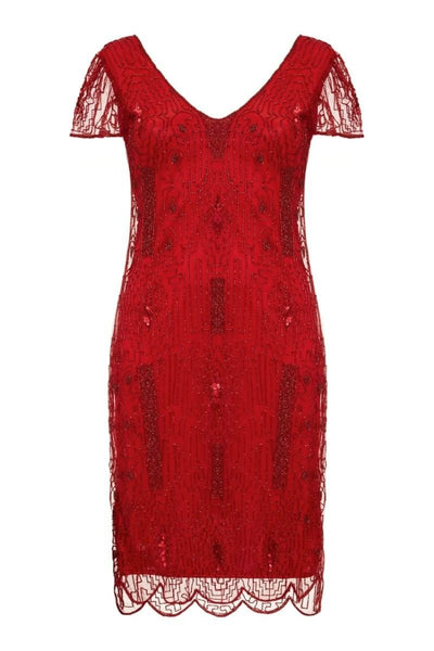 1920 Style Beaded Dress in Red