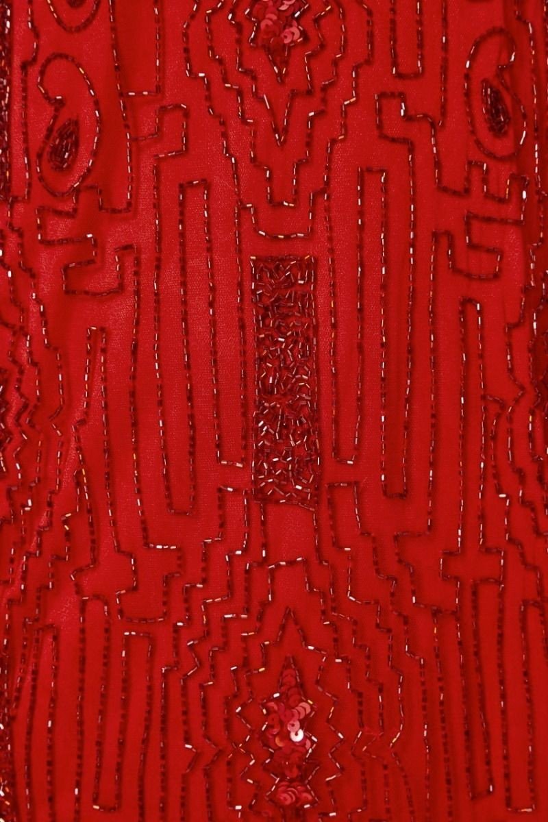 1920 Style Beaded Dress in Red