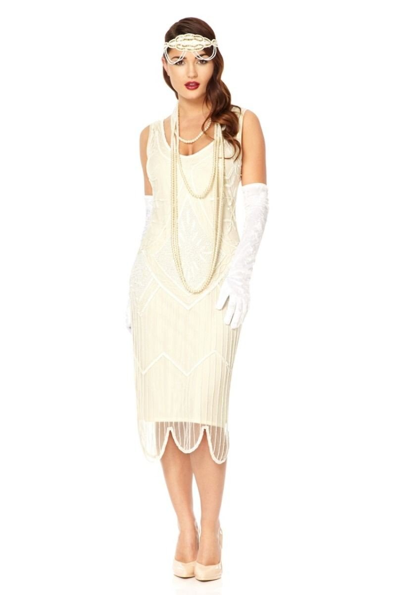 Flapper Inspired Wedding Dress in Off White