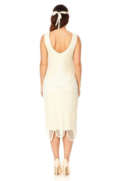Flapper Inspired Wedding Dress in Off White