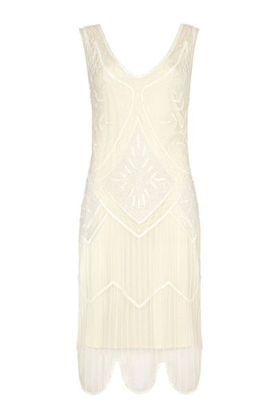 Flapper Inspired Wedding Dress in Off White