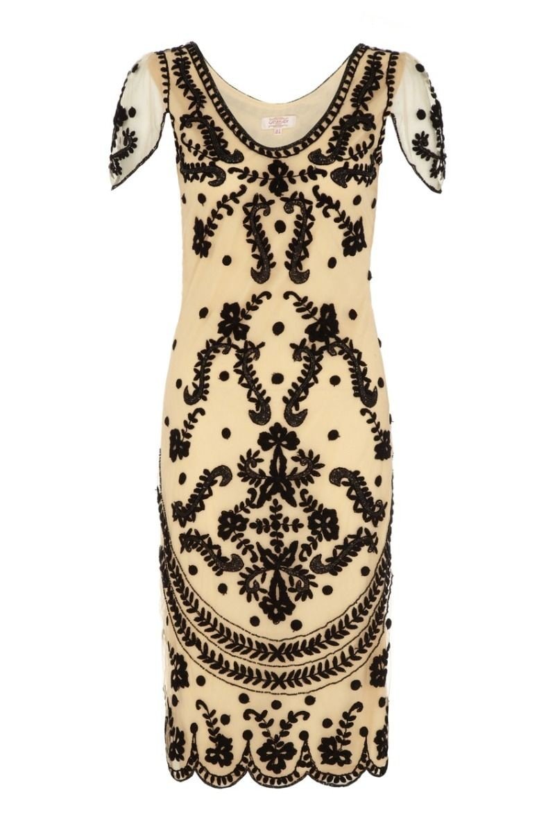 Romantic 1920s Style Cocktail Party Dress in Nude Blush