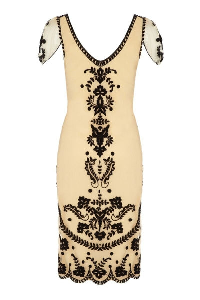 Romantic 1920s Style Cocktail Party Dress in Nude Blush - SOLD OUT