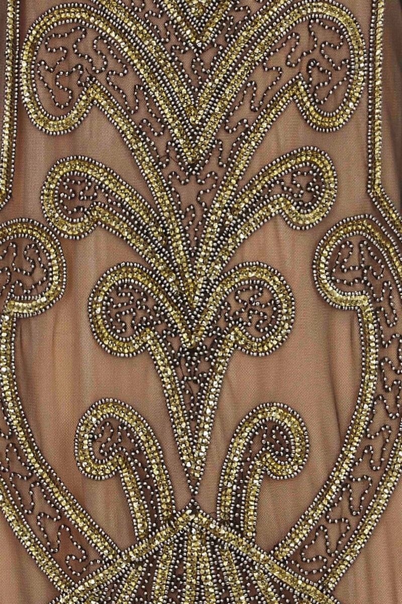 Art Deco Cocktail Dress in Nude Black