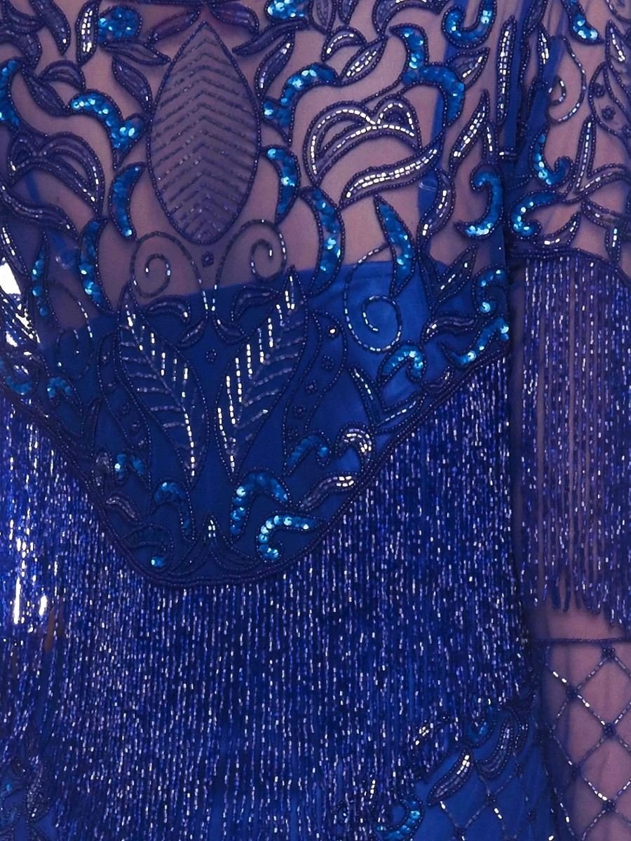 Flapper Style Fringe Jazz Dress in Royal Blue