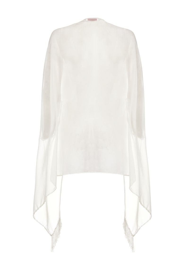 1920s Style Fringe Shawl in Off White