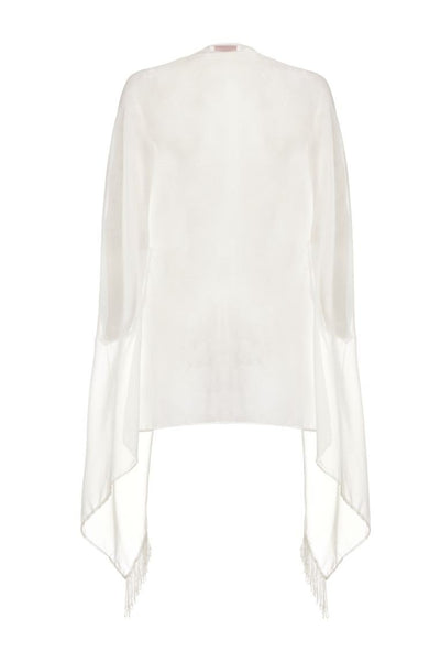1920s Style Fringe Shawl in Off White