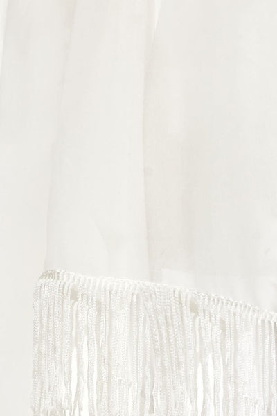 1920s Style Fringe Shawl in Off White
