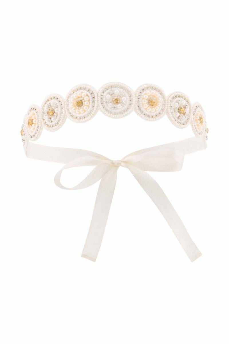 1920s Style Flapper Headband in Cream Gold