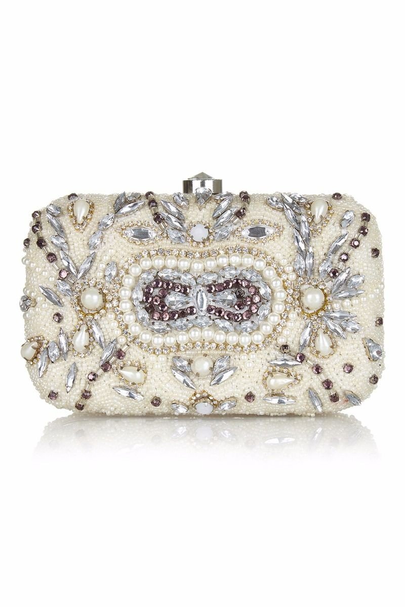 Gatsby Inspired Hand Beaded Bag in Cream