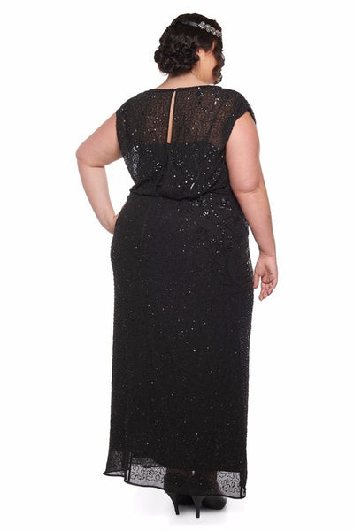 Roaring Twenties Beaded Maxi Dress in Black