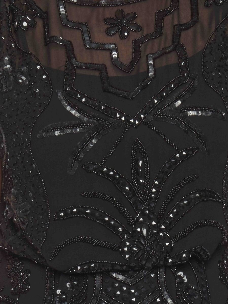 Roaring Twenties Beaded Maxi Dress in Black