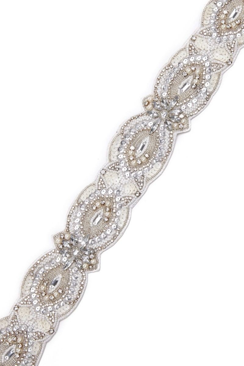 1920s Inspired Hand Beaded Sash in Cream - SOLD OUT