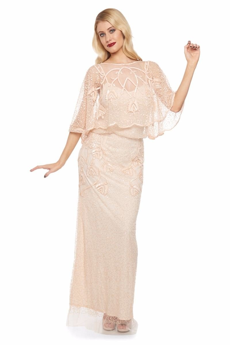 1920s Style Embellished Cape Bolero in Blush
