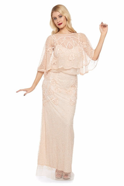 1920s Style Embellished Cape Bolero in Blush