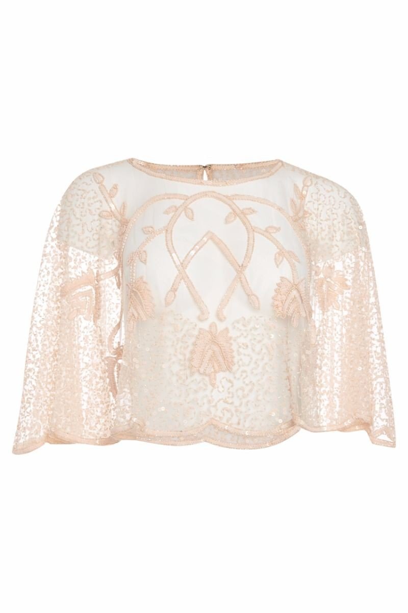 1920s Style Embellished Cape Bolero in Blush