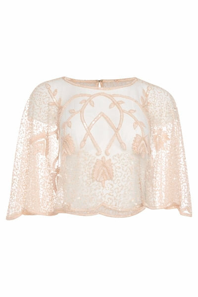 1920s Style Embellished Cape Bolero in Blush