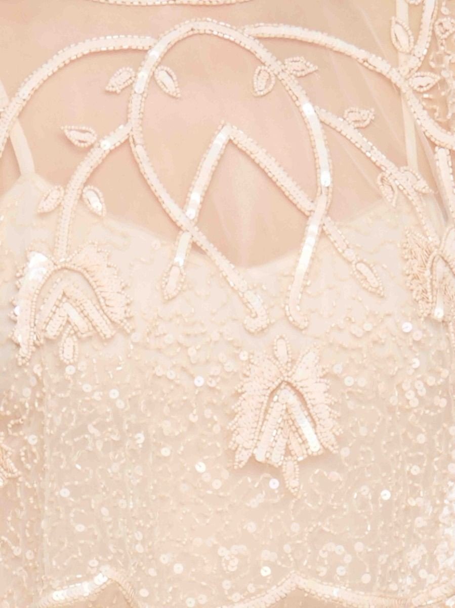1920s Style Embellished Cape Bolero in Blush