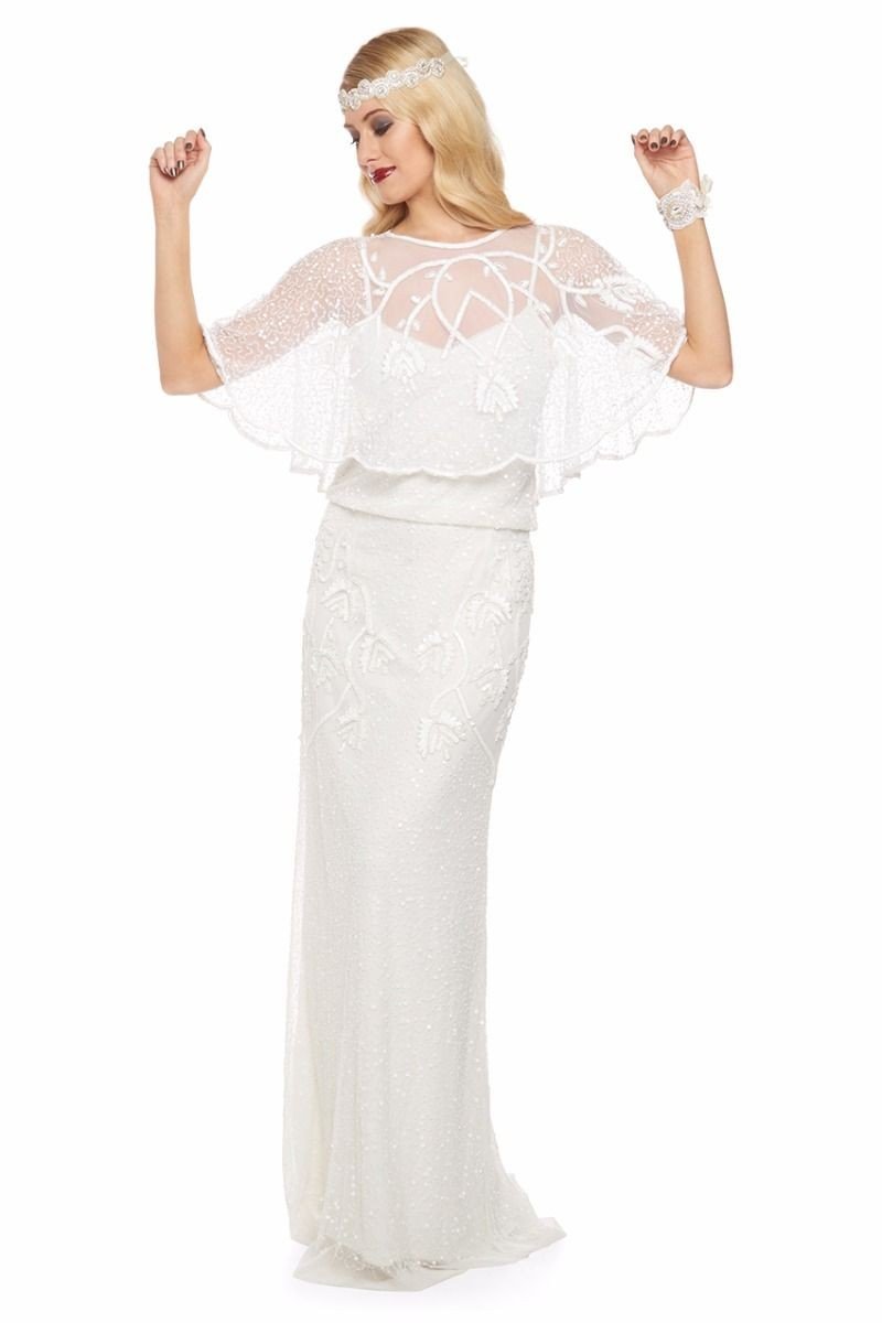 1920s Style Embellished Cape Bolero in Off White