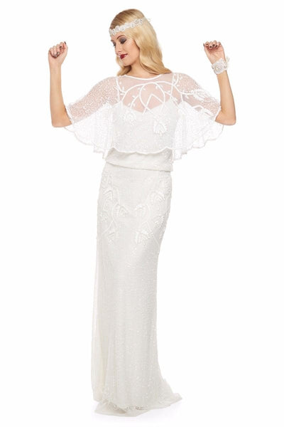 1920s Style Embellished Cape Bolero in Off White