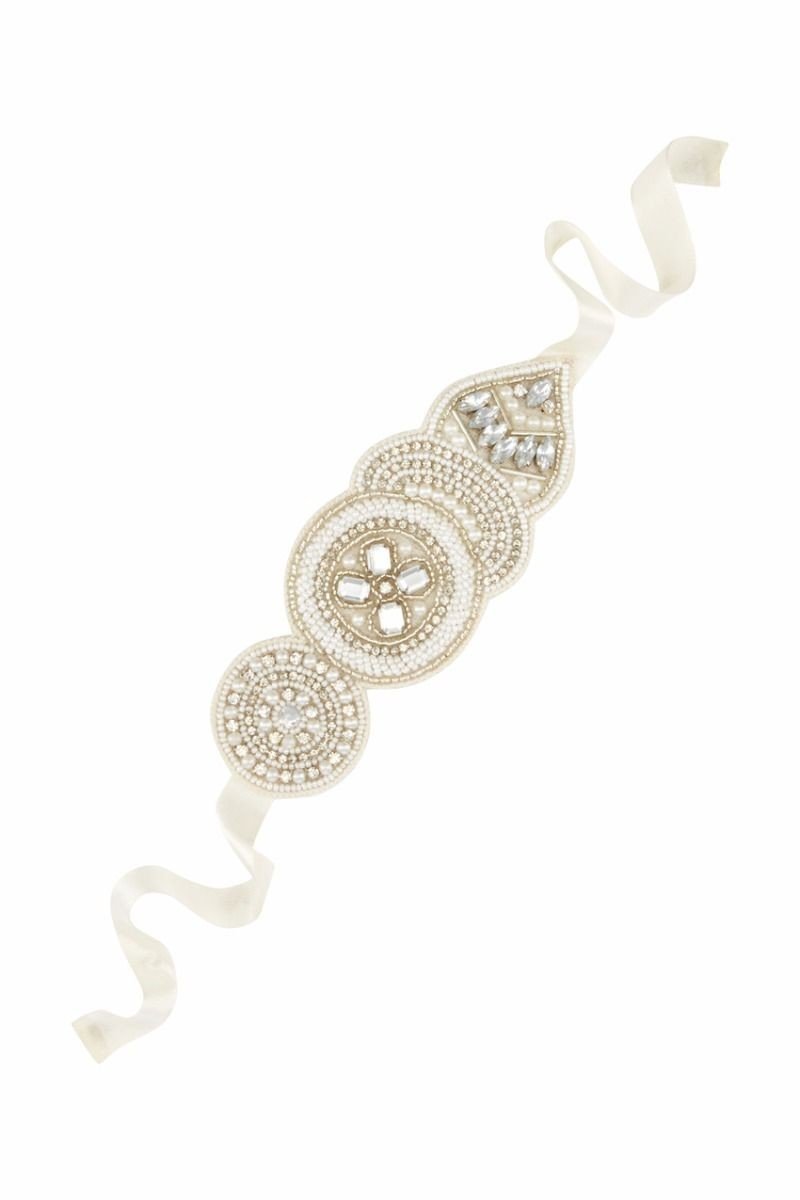 Gatsby Style Hand Beaded Bracelet in Cream